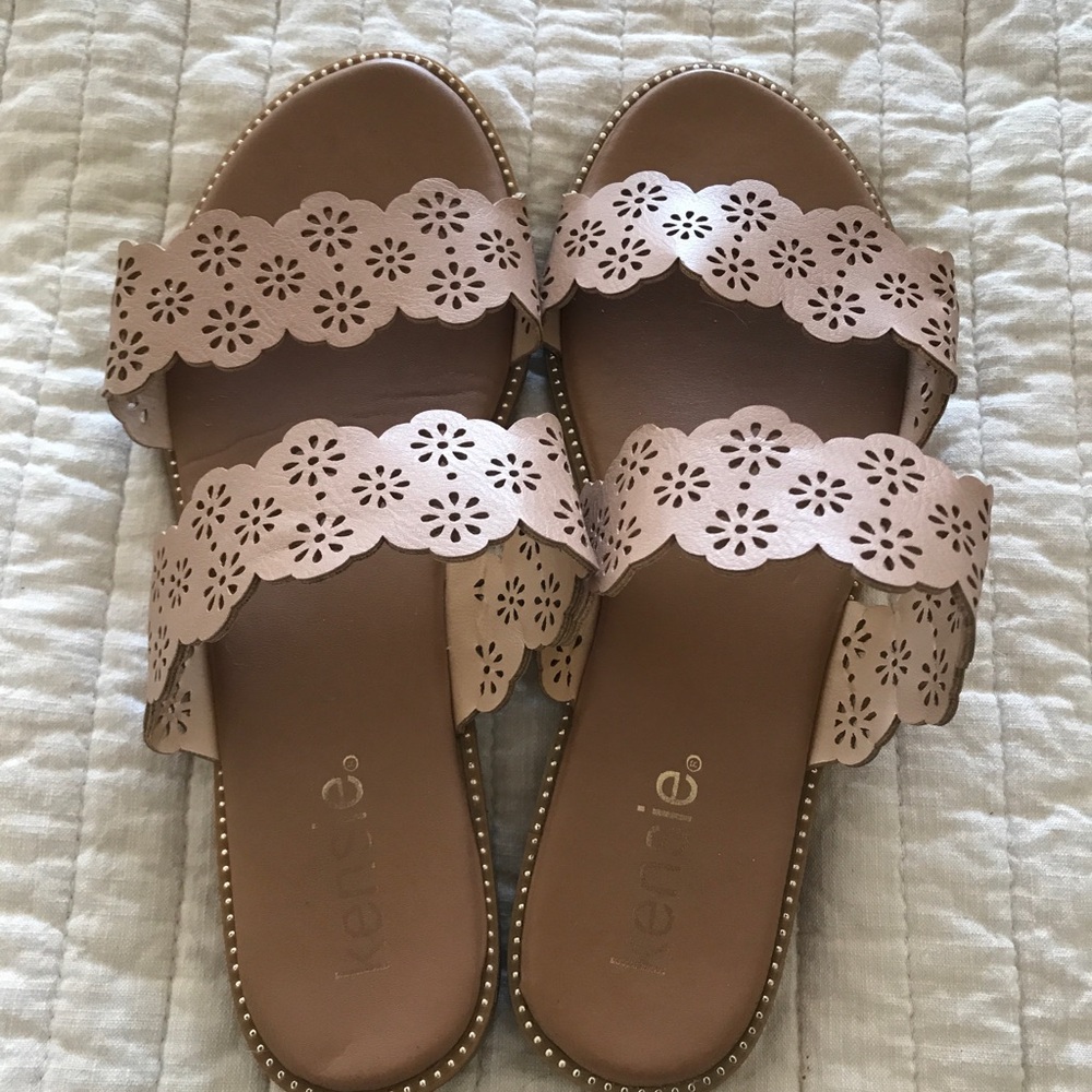 Kensie double strap beige sandals